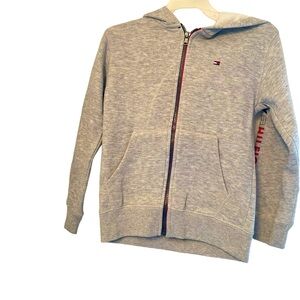 Boys Tommy Hilfiger Size 6 Gray Full Zip Hooded Sweatshirt